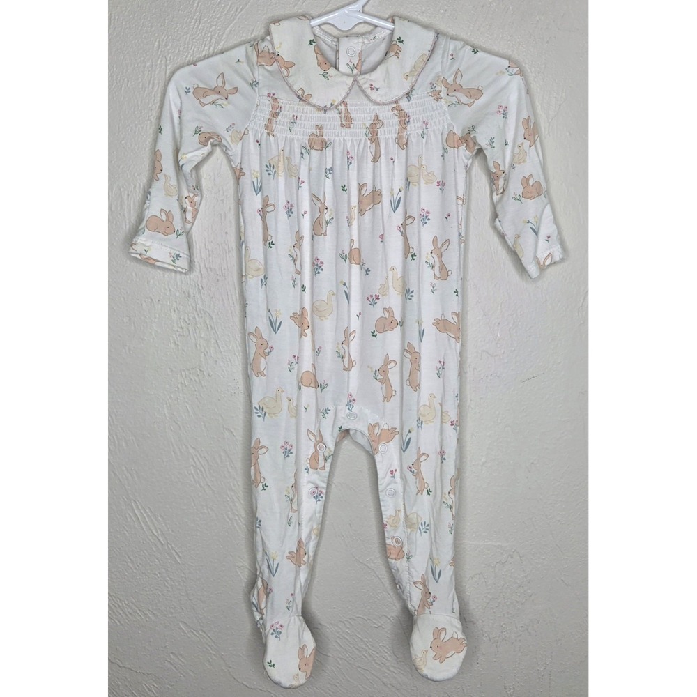 Angel Dear Baby Girl 3-6 Months Bamboo Snap Closure Bunnies Ducks Collar Soft